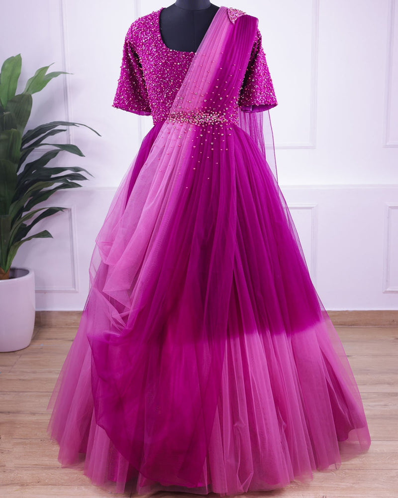 Pink Prom Gowns Long Sleeves For Graudation Party Shiny Star Glitter A-Line  Floor-Length Tulle Women Formal Evening Dresses | Glitz Cupcake Pageant  Dress